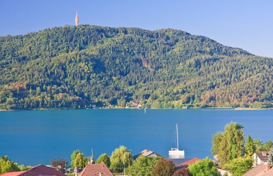 Resort Portschach am Worthersee and Lake Worthersee. Austria