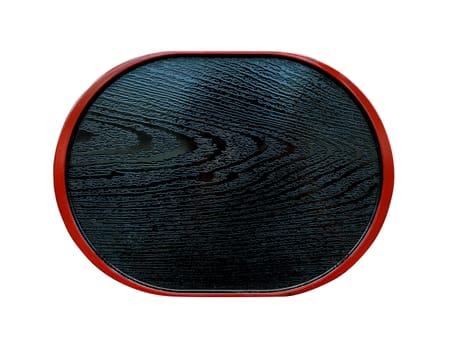 top view black and red wood tray (japan style)