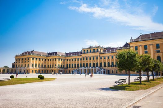 VIENNA, AUSTRIA - AUGUST 4, 2013: Schonbrunn Palace royal residence on August 4, 2013 in Vienna, Austria.