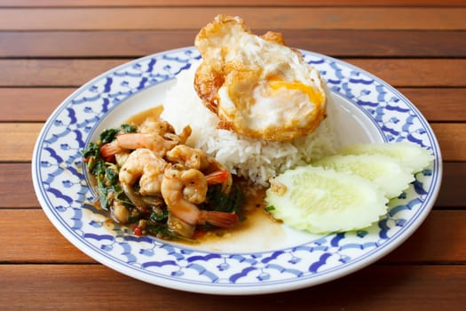 stir fried shrimp in holy basil - thai food