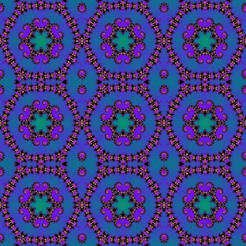 Digital computer graphic - rendering. Patterned fractal ornament in a blue colors for design.