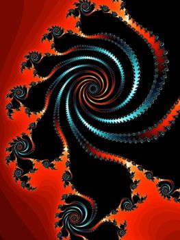 Digital computer graphic - rendering. Decorative fractal background with spiral for design.