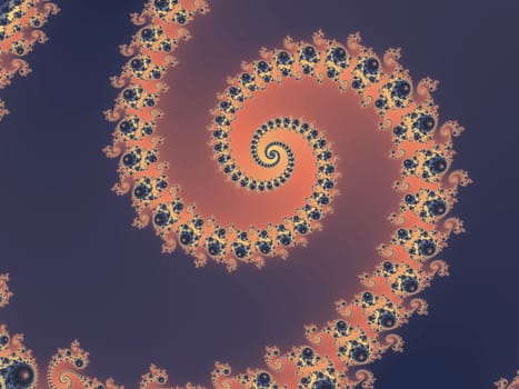 Digital computer graphic - rendering. Decorative fractal spiral in a purple colors for design.