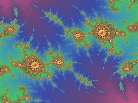 Digital computer graphic - rendering. Patterned fractal background in a bright colors for design.