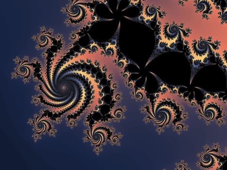 Digital computer graphic - rendering. Patterned fractal background in a dark colors for design.