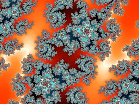 Digital computer graphic - rendering. Patterned fractal background in a bright colors for design.