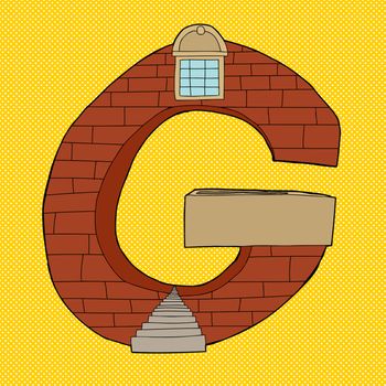 Capital letter "G" made from architectural details 