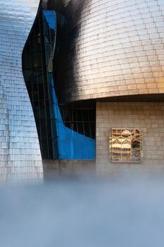 mist around  bilbao guggenheim buiding