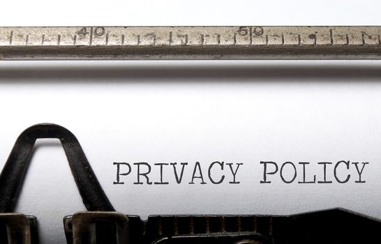 Privacy policy heading printed on a vintage typewriter 