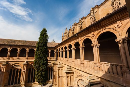 View of upper archery in the cloister of San Esteban convent in Salamanca Spain