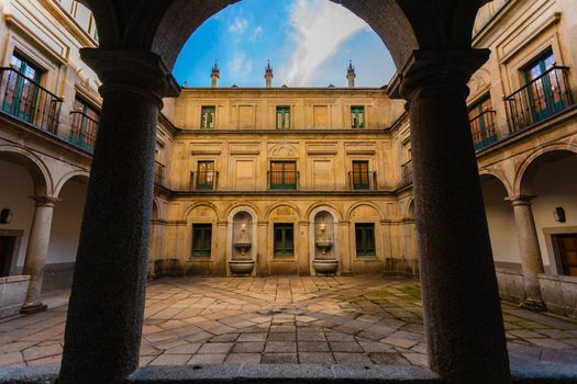 Courtyard and archery frame in the Royal Site of San Lorenzo de El Escorial next to Madrid Spain