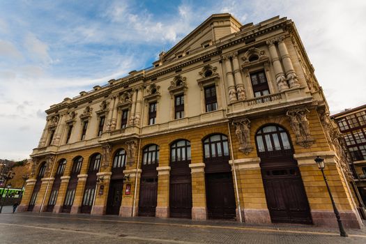 Side facade view of Arriaga Theathre buinding in the city of Bilbao Basque Country Spain