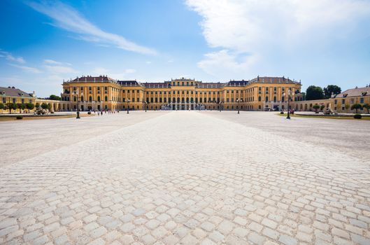 VIENNA, AUSTRIA - AUGUST 4, 2013: Schonbrunn Palace royal residence on August 4, 2013 in Vienna, Austria.