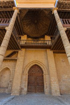 Entrance door of Santa Maria Church in the village of Becerril de Campos province of Palencia, Spain. It is also a pictorial museum with works of Pedro Berruguete.