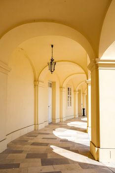 VIENNA, AUSTRIA - AUGUST 4, 2013: Arcade gallery of Schoenbrunn palace in Vienna on August 4, 2013 in Vienna, Austria.