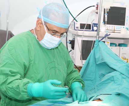 Doctor starting a surgery