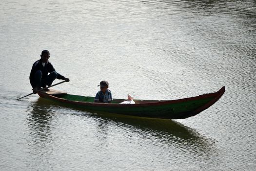 Padalarang, Indonesia - August 1, 2014: Boat that people used for fishing at Saguling lake Padalarang, West Java-Indonesia.