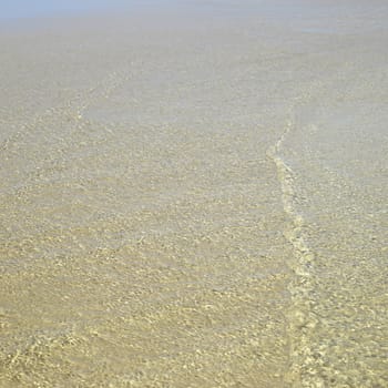 Clear ocean water on gold sand