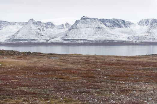 Arctic landscape in Greenland around Disko Island