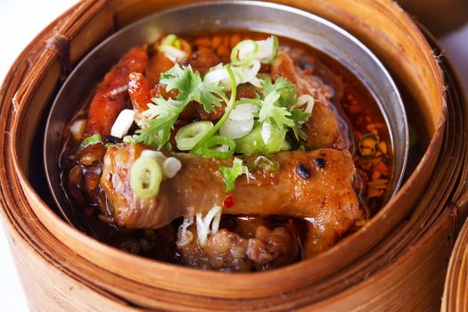 Single chicken feet dimsum on white background