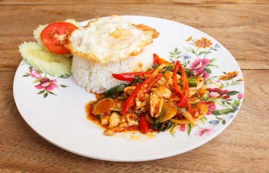 stir-fried chicken with thai chili paste and steamed rice