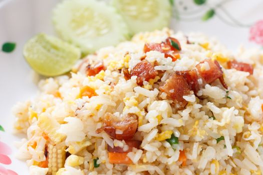 Fried Rice with Chinese Sausage and vegetables