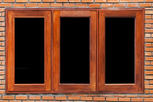 Modern window in brick wall