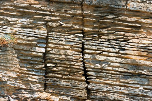 Detail of stratified rock on the island of Palmaria in the Gulf of Poets in Liguria Italy - excellent background