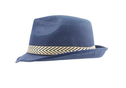 Blue fedora hat isolated on white background