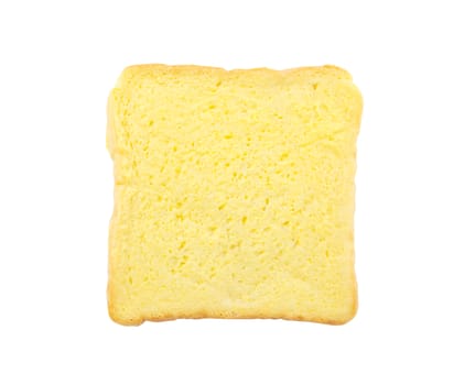 Slice of bread with butter isolated on white background