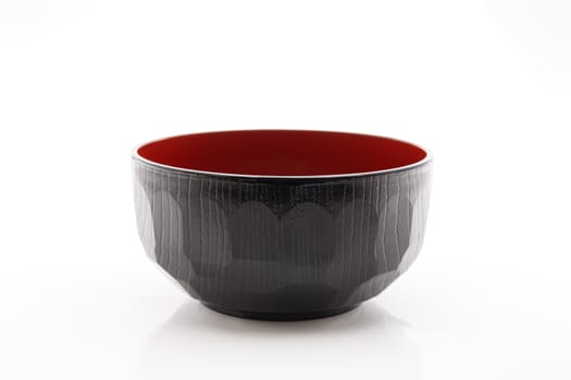 Japanese black bowl on the white background