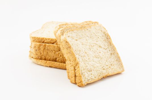 Sliced whole wheat bread isolated on white background