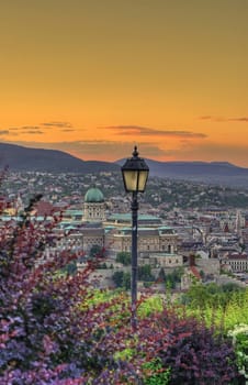 Budapest castle at dusk