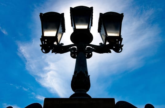 Silhouette of a decorative streetlight