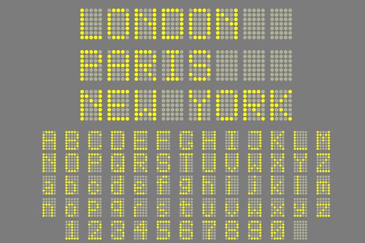 An Illustration of Set of letters on a mechanical timetable