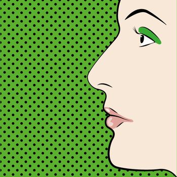 An Illustration of Pop art style womans face with space for text