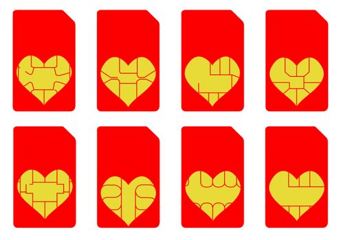 An Illustration of Love Heart SIM Cards