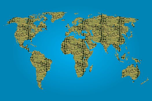 Map of the world filled with a xxxxxxx pattern