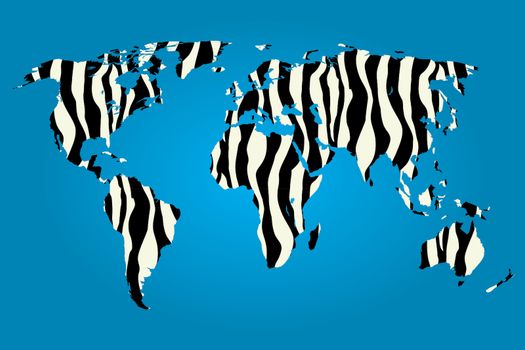 Map of the world filled with a Zebra pattern