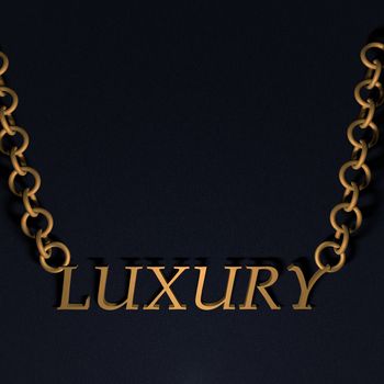 Luxury word as a golden necklace, 3d render