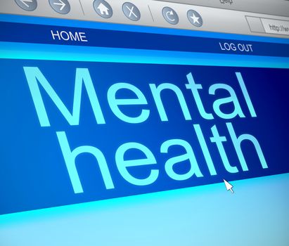 Illustration depicting a computer screen capture with a mental health concept.