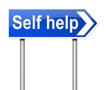 Illustration depicting a sign with a self help concept.