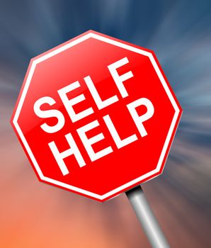 Illustration depicting a sign with a self help concept.