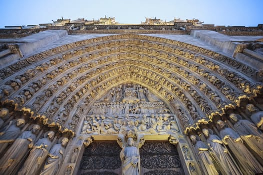 View of the facade of the cathedral Notre Dame. Paris, France