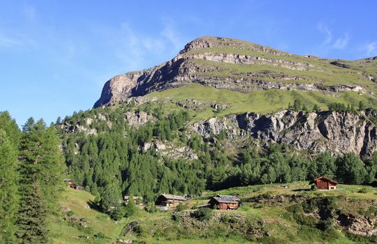 Amazing view of tourist trail near the Matterhorn in the Swiss Alps 