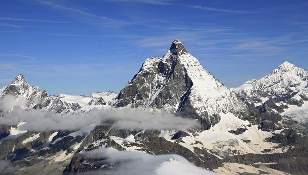 Amazing view of tourist trail near the Matterhorn in the Swiss Alps 