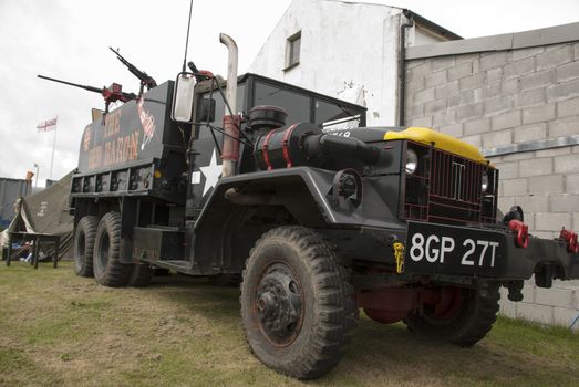 DAVIDSTOW,CORNWALL,UK-July 27,2014:A Vietnam War Era M54 Gun Truck on display at the Cornwall at War Museum