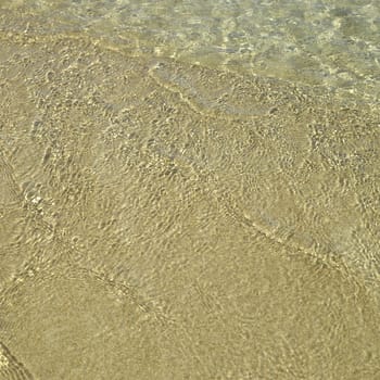 Clear ocean water on gold sand