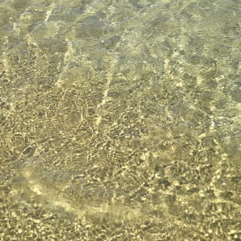 Clear ocean water on gold sand