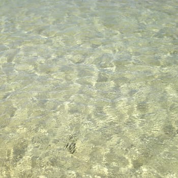 Clear ocean water on gold sand